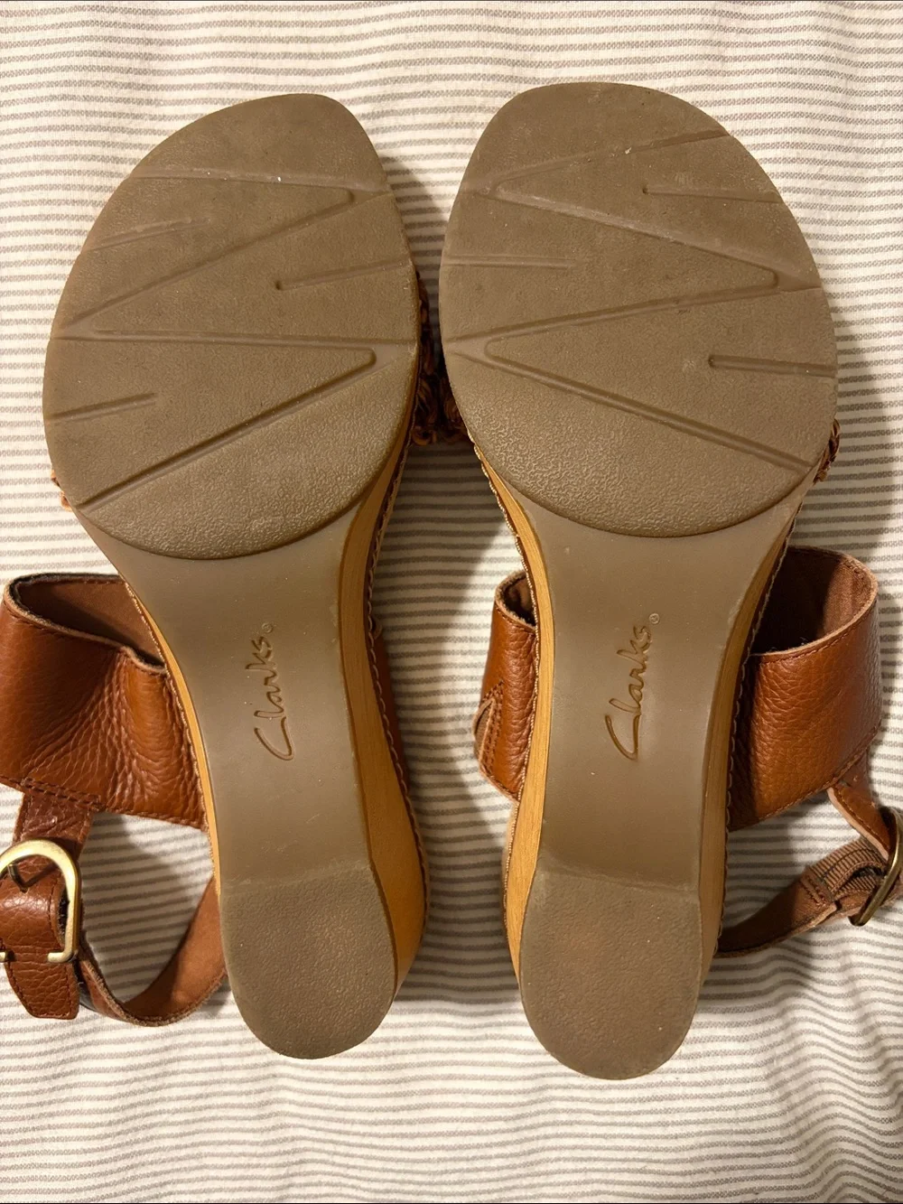Clarks Collection Seannah Step Woven Leather Platform Wedge Sandals Clog
